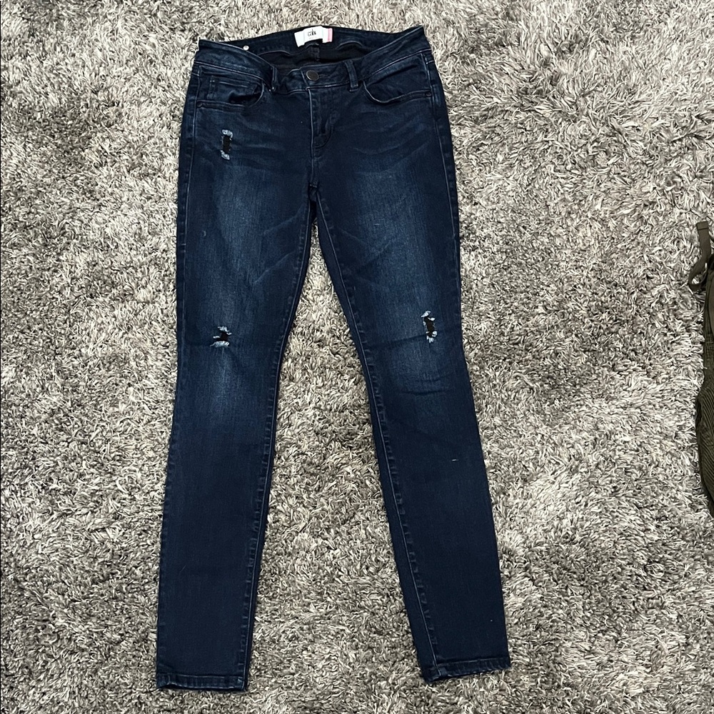 CAbi Women's Dark Blue Distressed Skinny Jeans Size 6